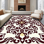 Intricate Scrollwork Crimson Cream Medallion Rug