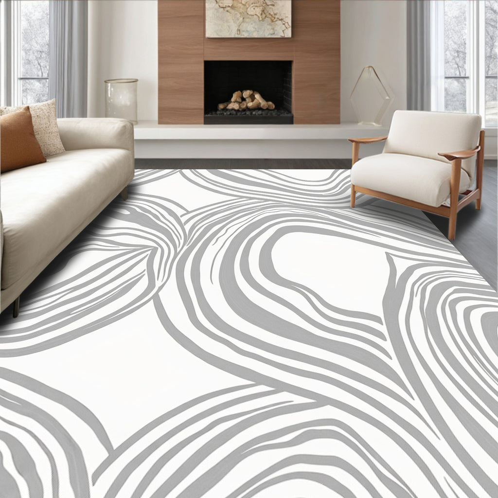 Abstract Grey Swirls Contempo Rug