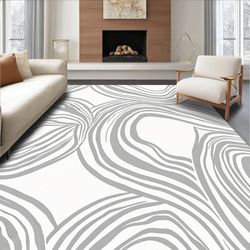 Abstract Grey Swirls Contempo Rug