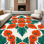 Vibrant Floral Pattern with Leaf Accents Rug
