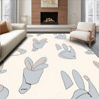 Soft Gray Bunny Silhouette Pattern Rug