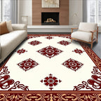 Ornate Red Gold Floral Pattern Rug