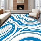 Abstract Blue Swirling Lines Rug