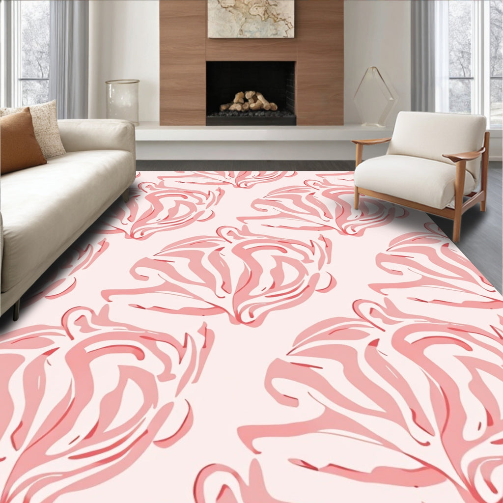 Abstract Swirls On Pale Pink Rug