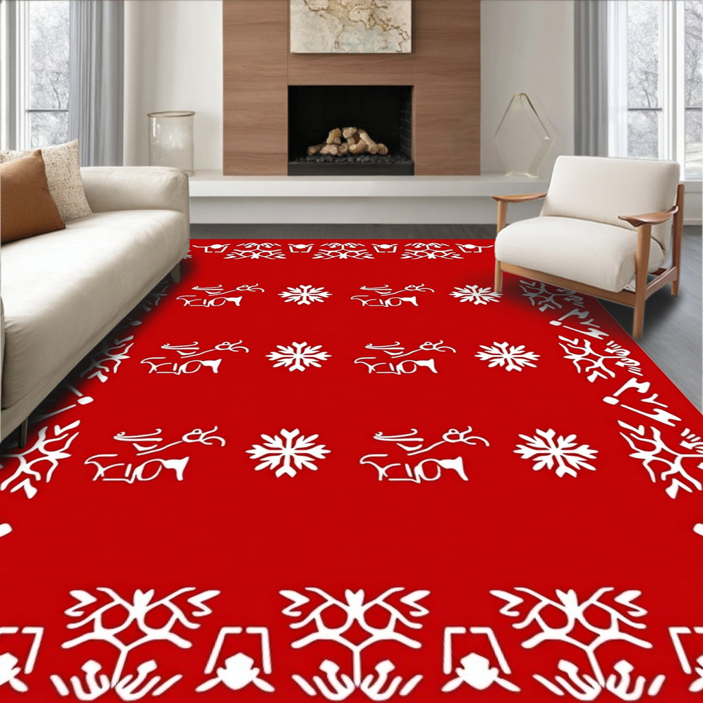 Crimson White Antler Ice bloom Stripe Rug