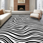 Monochrome Wave Pattern Design Rug