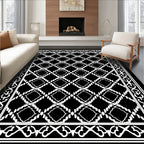 Classic Black White Diamond Pattern Rug