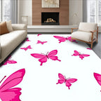 Hot Pink Butterfly Pattern Rug