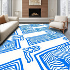 Abstract Blue Organic Maze Rug