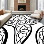 Black White Swirling Organic Pattern Rug