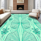 Art Deco Fan Shape Floral Pattern Rug