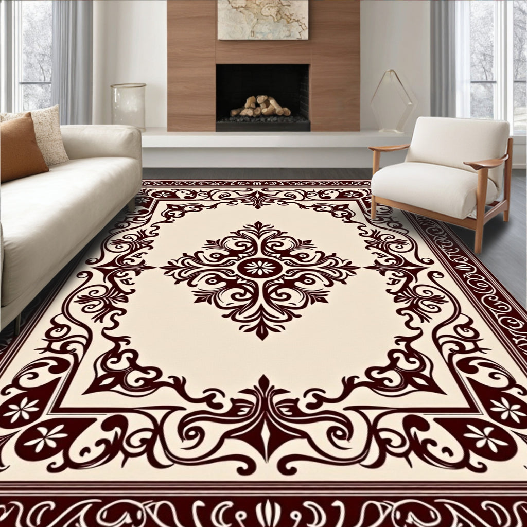 Classic Scrollwork With Floral Motifs Rug
