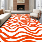 Bold Orange Wave Pattern Rug