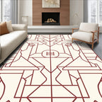 Geometric Red Lines Pattern Rug