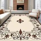 Classic Fleur-de-Lis Floral Pattern Rug