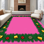 Festive Green Christmas Garland Bells Rug