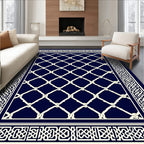 Intricate Cream Diamond Border Design Rug