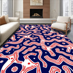 Organic Red White Abstract Pattern Rug