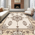 Elegant Floral Medallion Border Design Rug