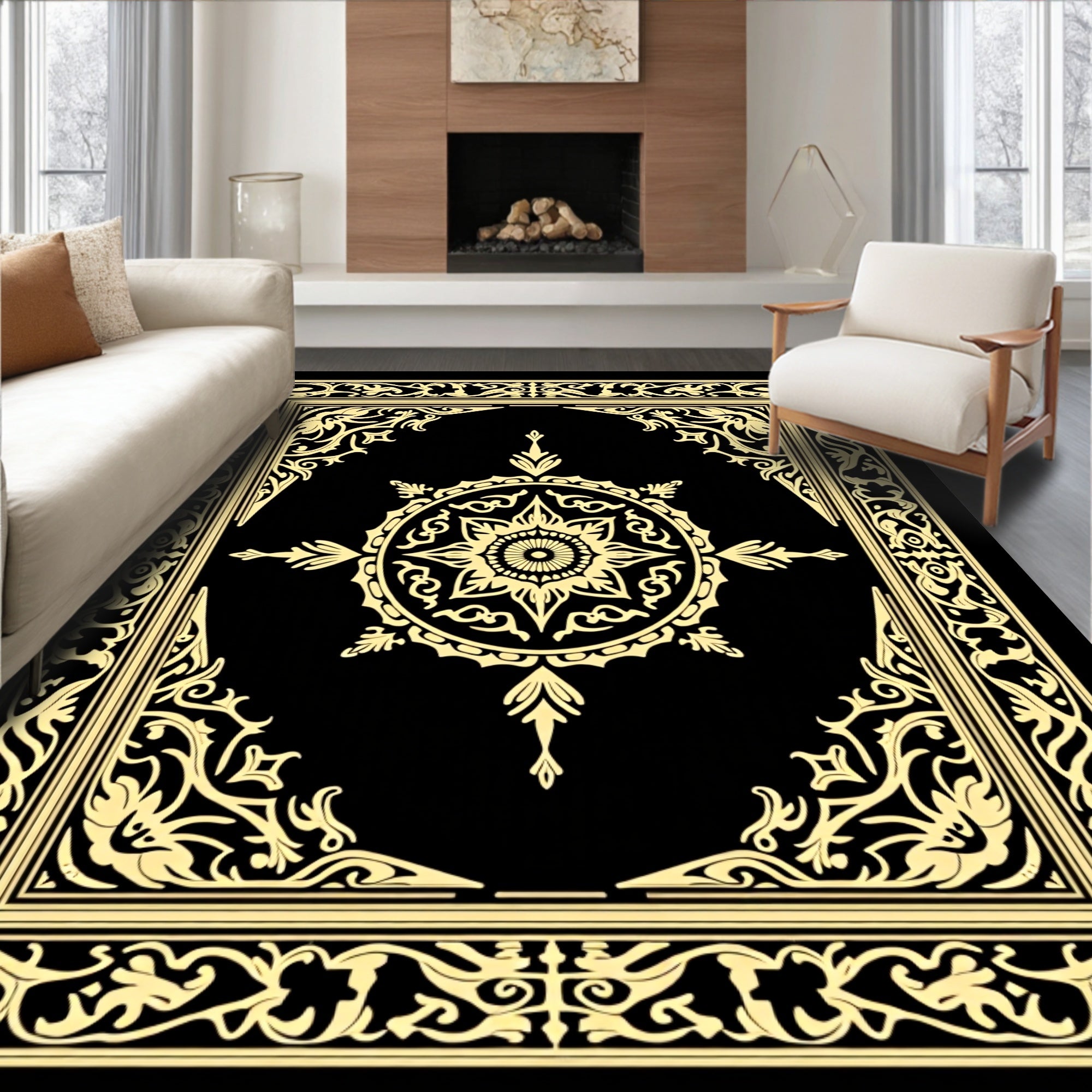 Intricate Mandala Frame Design Rug