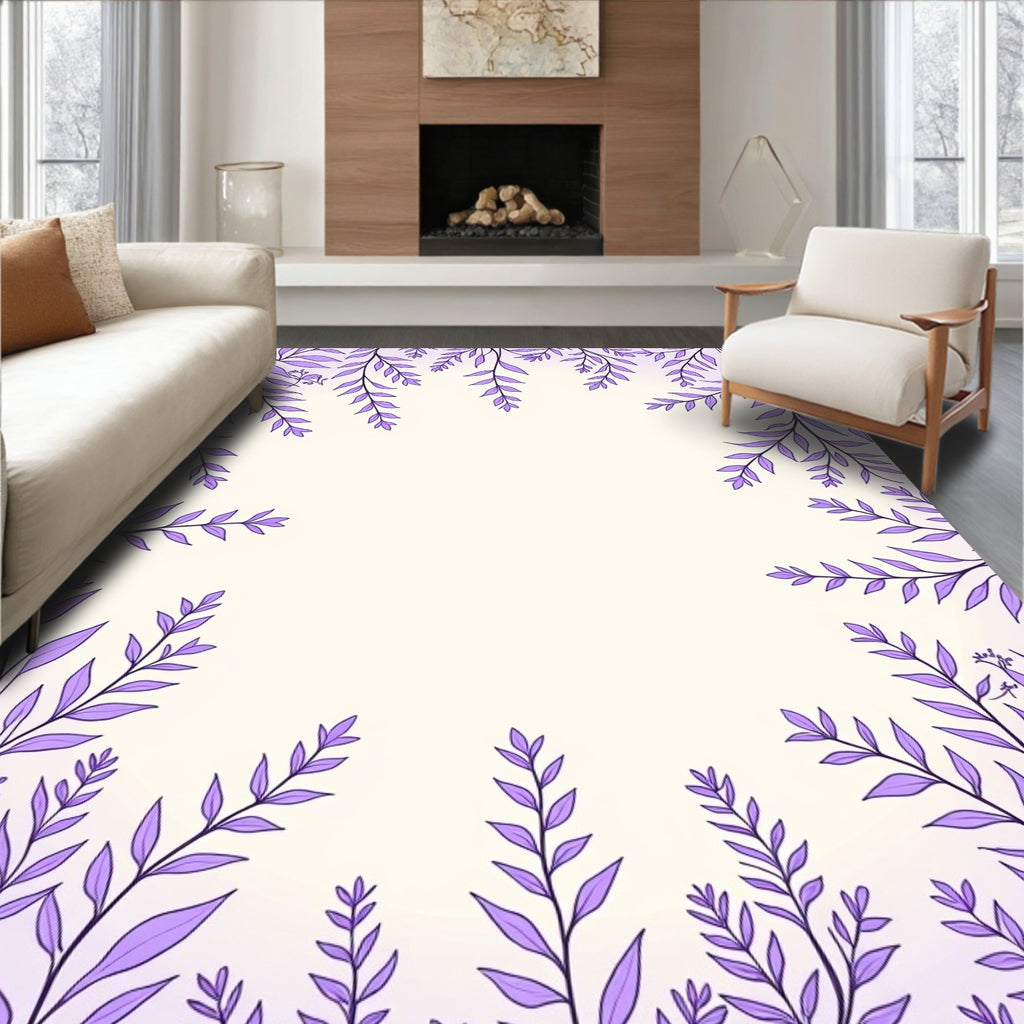 Lavender Leafy Vine Pattern Rug