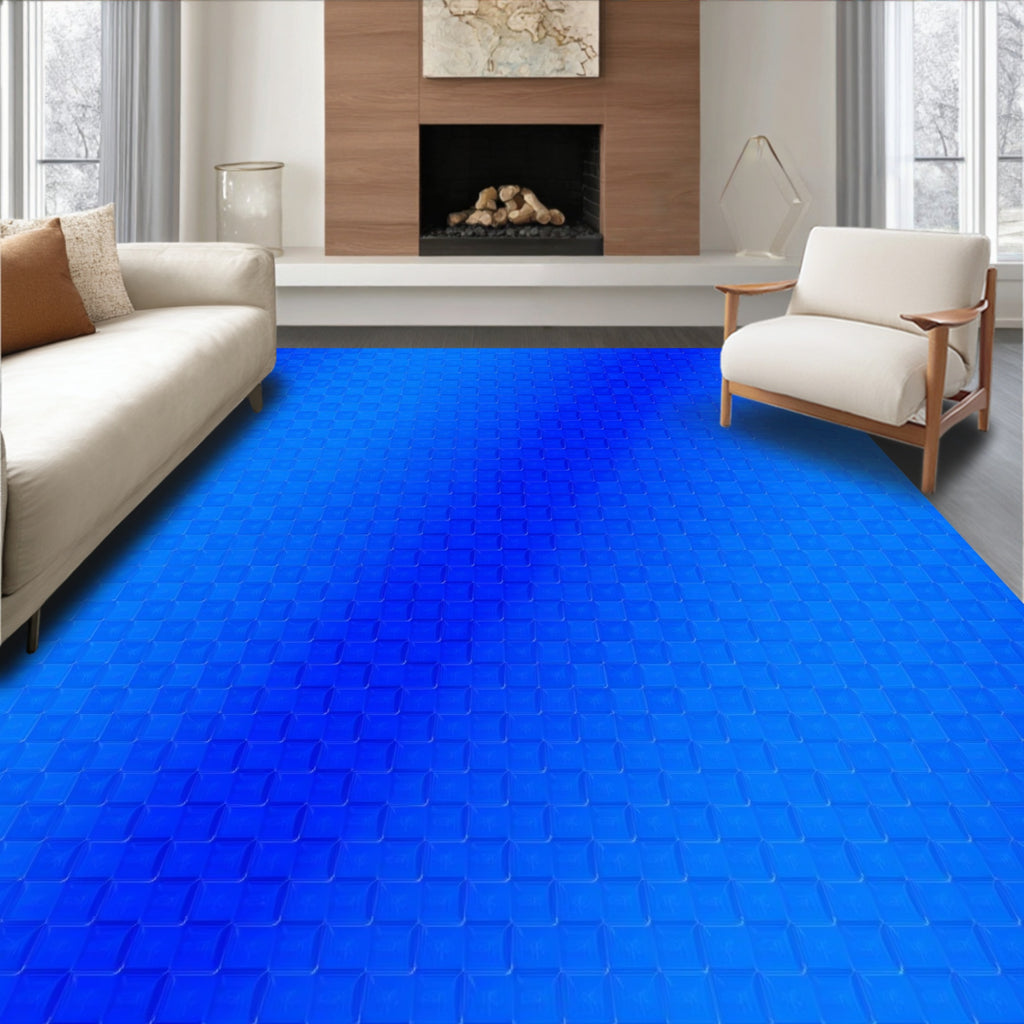 Deep Blue Square Patterned Rug