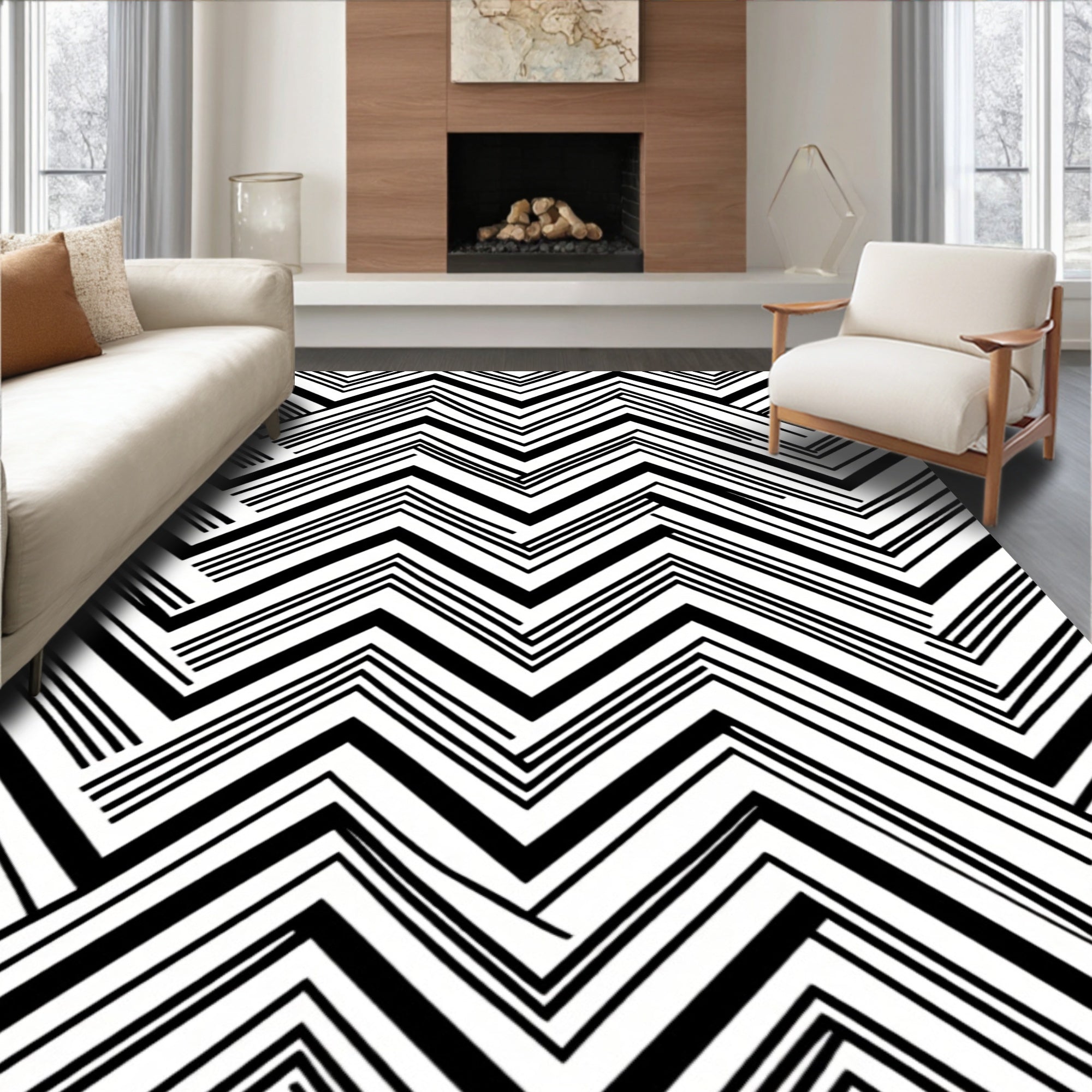 Bold Zigzag Stripe Pattern Rug