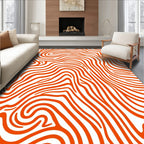 Abstract Orange Swirl Pattern Rug