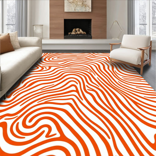 Abstract Orange Swirl Pattern Rug