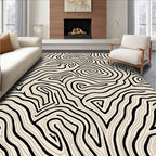 Abstract Black Swirls Beige Pattern Rug