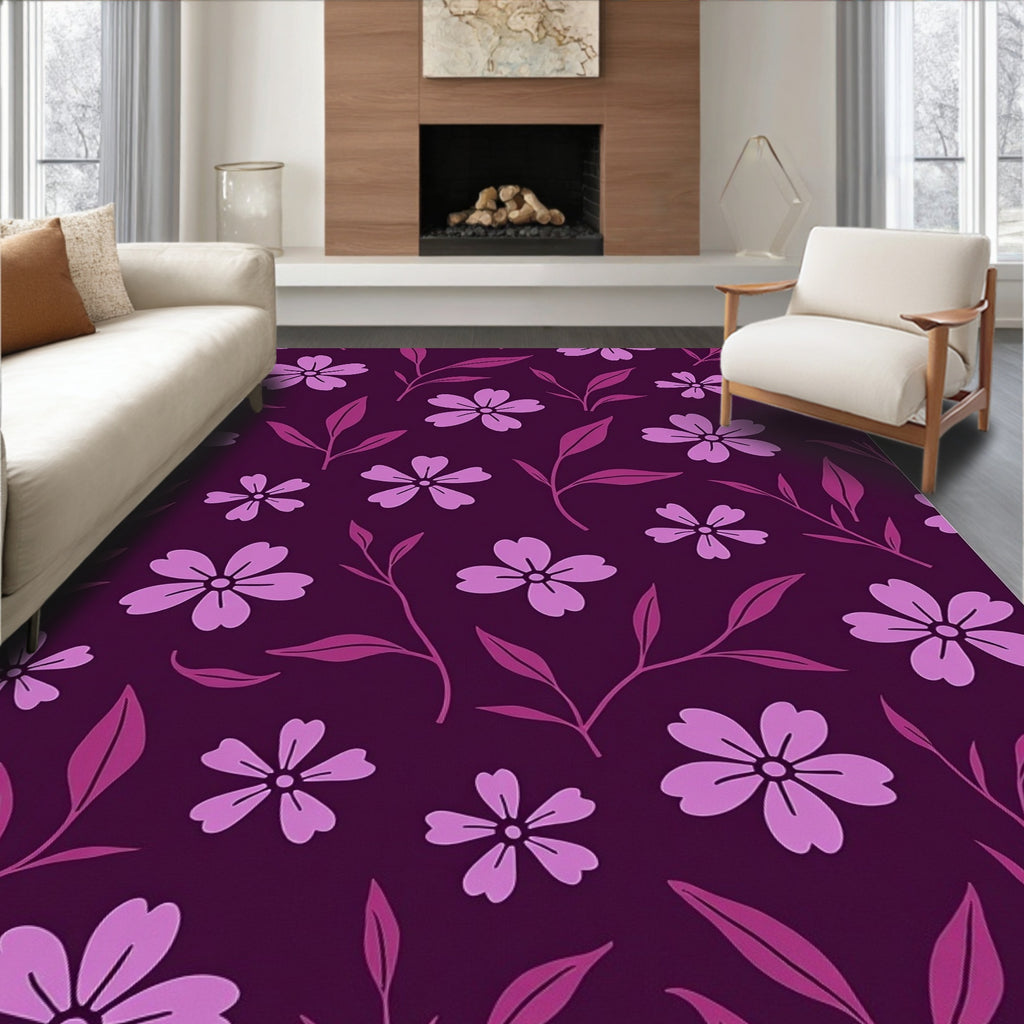 Floral Pattern In Magenta And Purple Rug