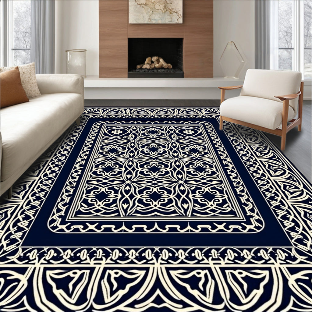 Intricate Symmetric Geometric Pattern Rug
