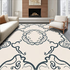 Ornate Scrollwork Cream Charcoal Rug