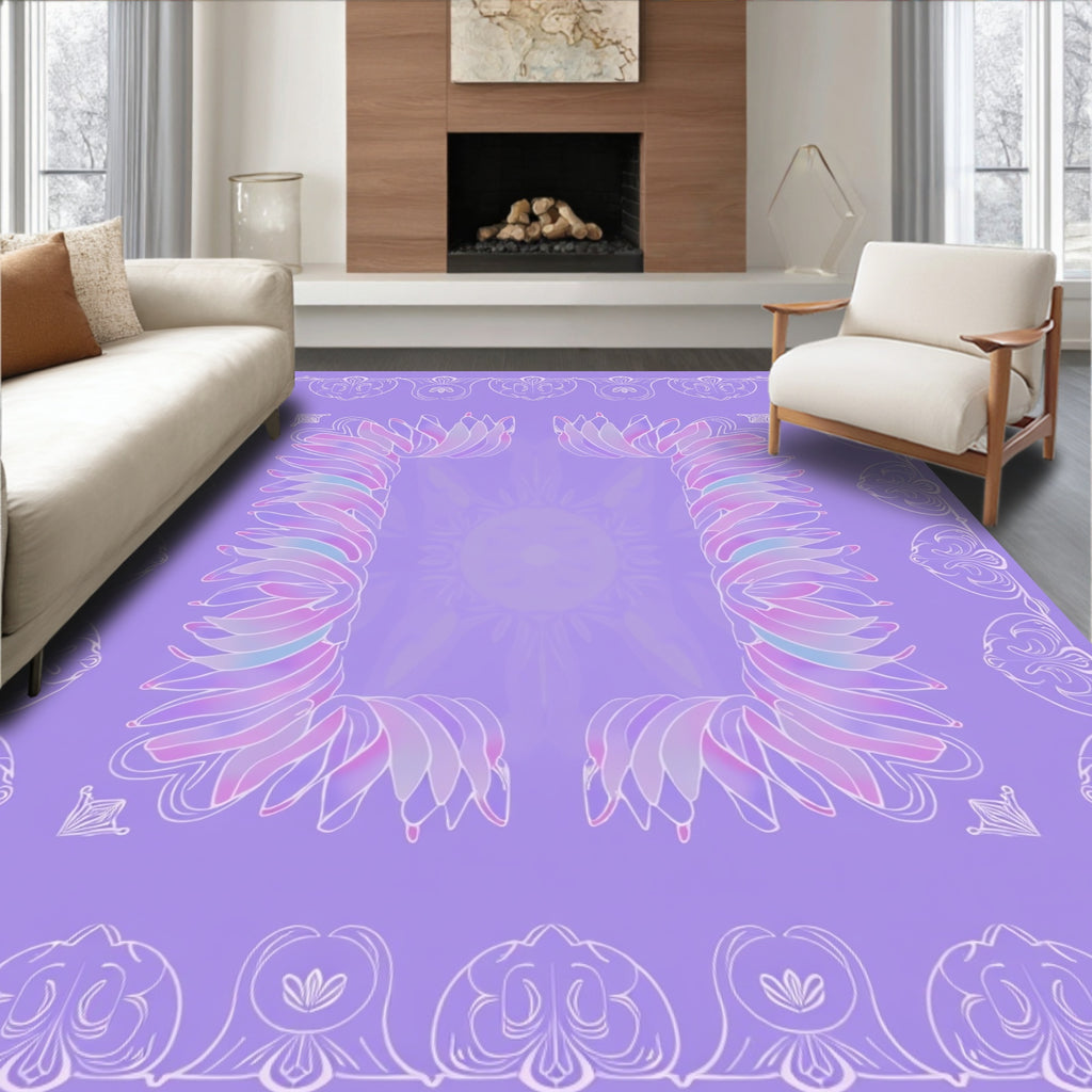 Pastel Floral Border Design Rug