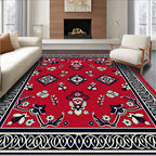 Red Floral Medallion Decorative Tapis Rug