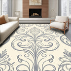 Gray Scrollwork Damask Pattern Rug