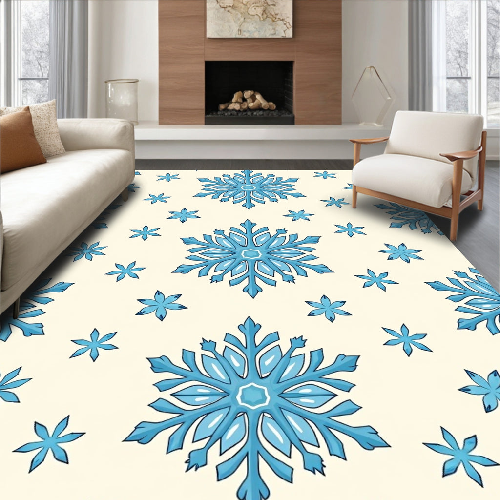 Light Blue Snowflake Pattern Rug