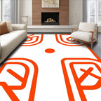 Bold Orange Abstract Labyrinth Design Rug