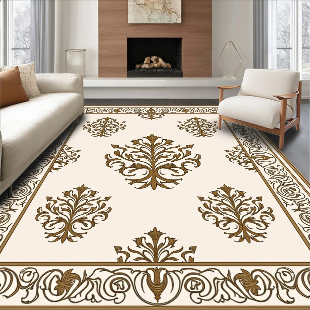 Ornate Floral Scroll Patterned Rug