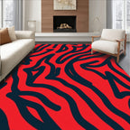 Abstract Wavy Red Blue Pattern Rug