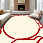 Red Geometric Swirl Border Rug