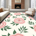 Pink Blossom And Leaf Pattern Rug