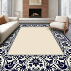 Ornate Floral Scrollwork Border Design Rug