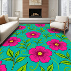 Vibrant Fuchsia Floral Swirl Pattern Rug
