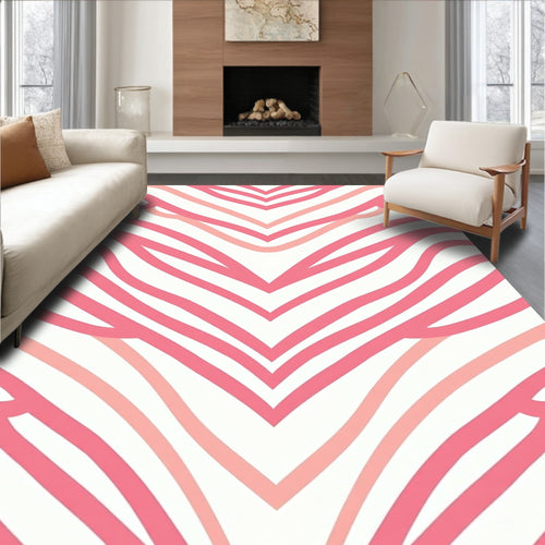 Abstract Pink Peach Chevron Wave Rug