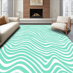Aqua White Swirl Stripe Rug