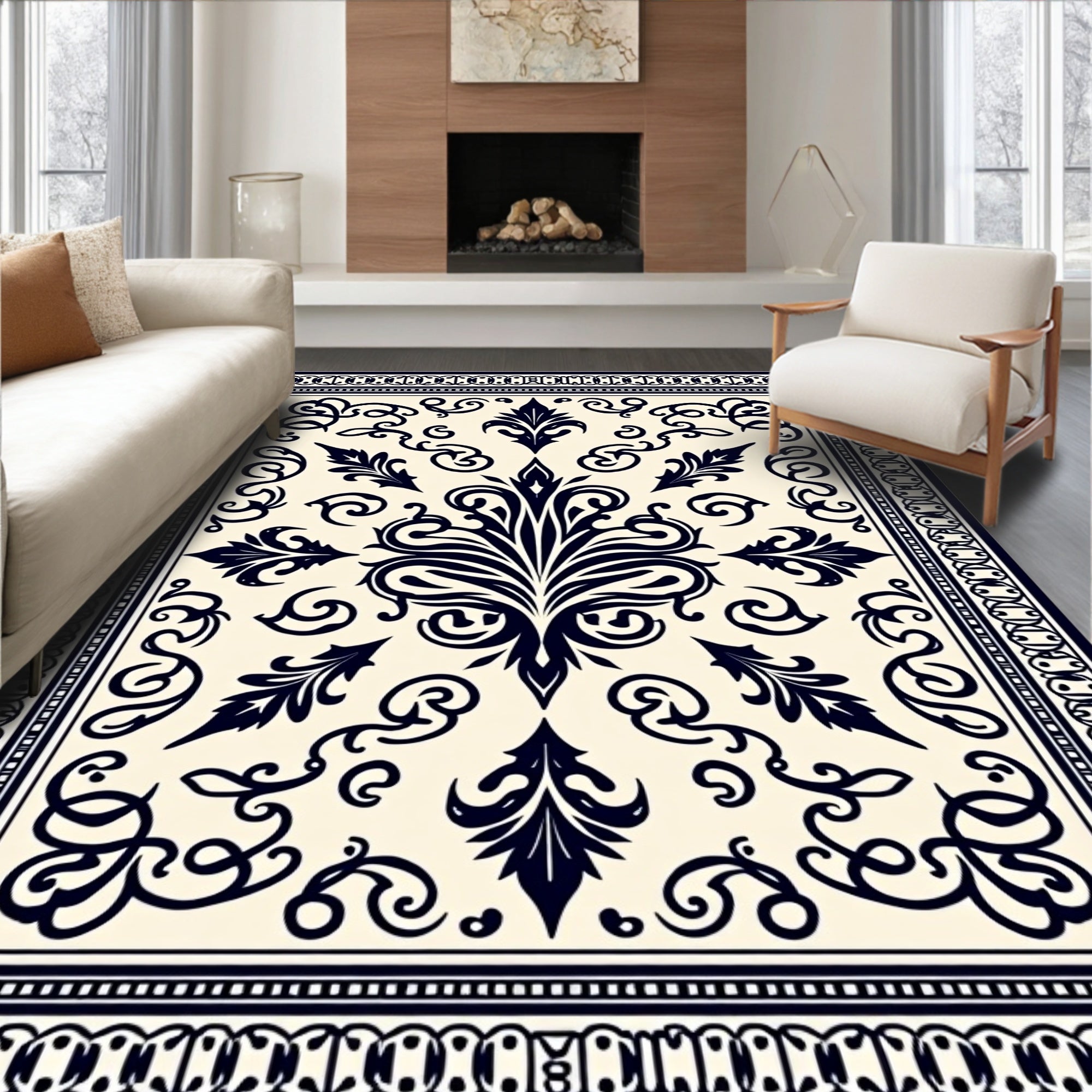 Classic Floral Scrollwork Paisley Pattern Rug