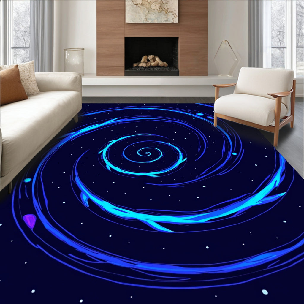 Deep Space Swirl Abstract Pattern Rug