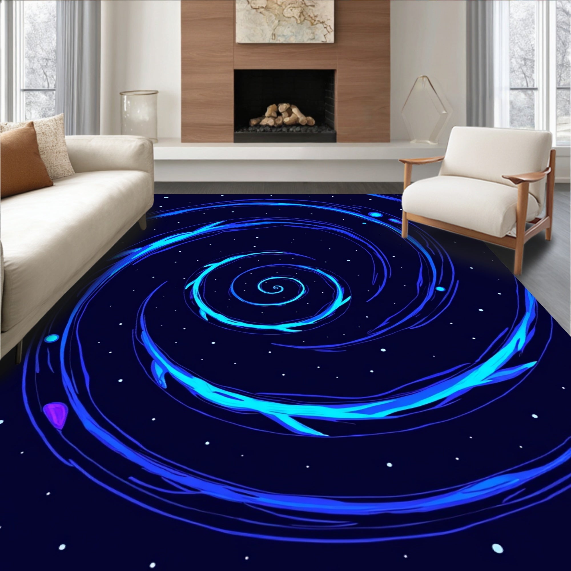 Deep Space Swirl Abstract Pattern Rug