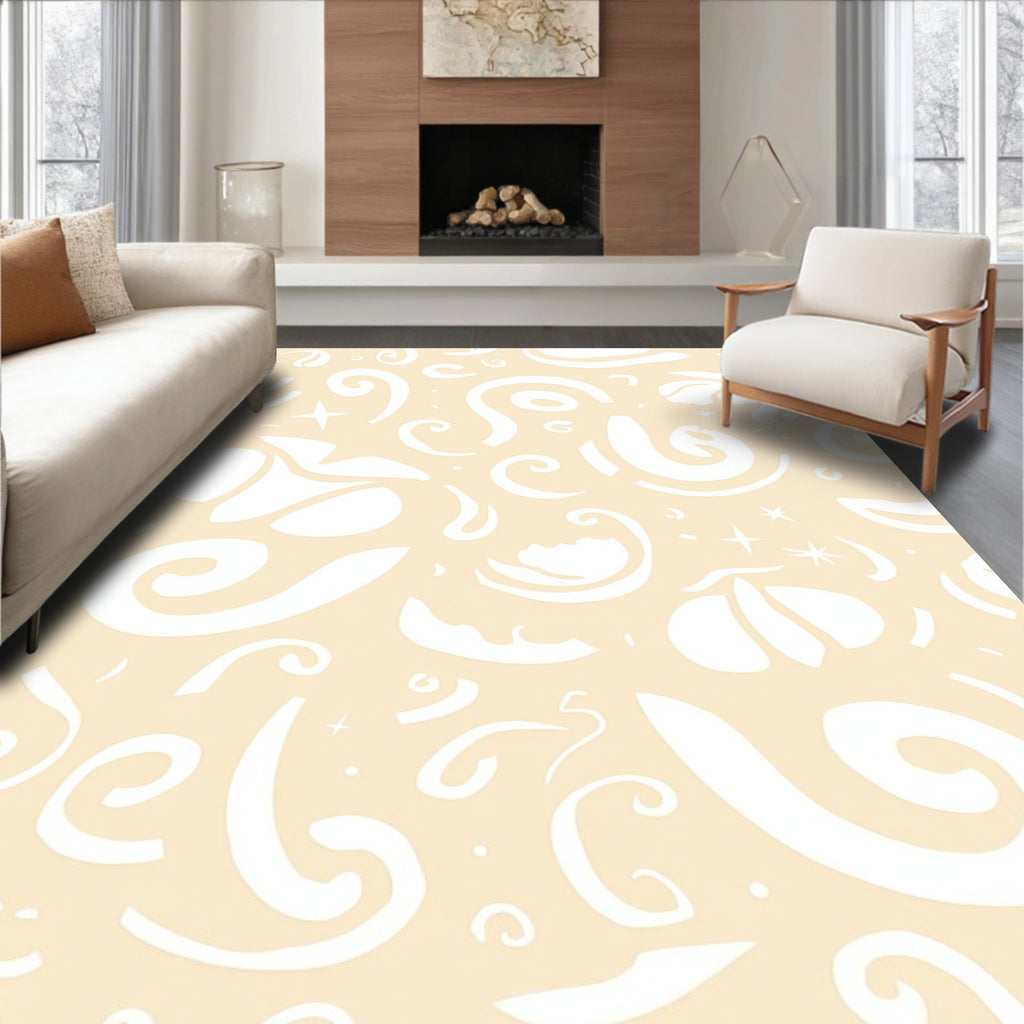 Soft Swirls Floral Abstract Pattern Rug
